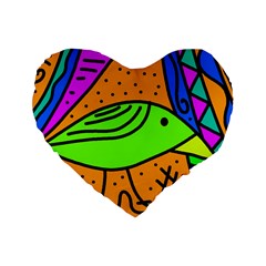 Green Bird Standard 16  Premium Heart Shape Cushions by Valentinaart