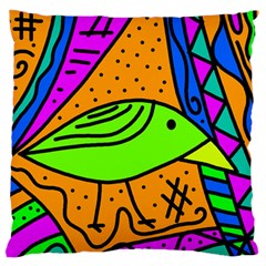 Green Bird Standard Flano Cushion Case (one Side) by Valentinaart