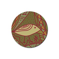 Brown Bird Rubber Round Coaster (4 Pack)  by Valentinaart