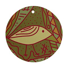 Brown Bird Round Ornament (two Sides)  by Valentinaart