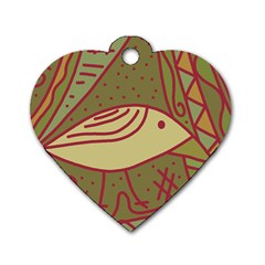 Brown Bird Dog Tag Heart (two Sides) by Valentinaart