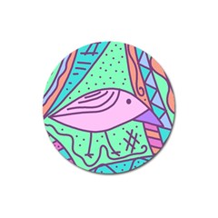 Pink Pastel Bird Magnet 3  (round) by Valentinaart