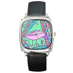 Pink Pastel Bird Square Metal Watch by Valentinaart