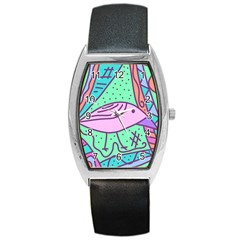 Pink Pastel Bird Barrel Style Metal Watch by Valentinaart