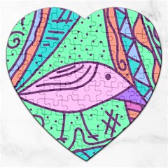 Pink Pastel Bird Jigsaw Puzzle (heart) by Valentinaart