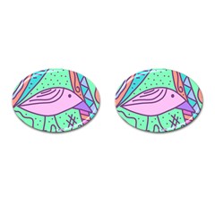 Pink Pastel Bird Cufflinks (oval) by Valentinaart