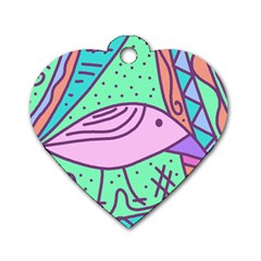 Pink Pastel Bird Dog Tag Heart (one Side) by Valentinaart