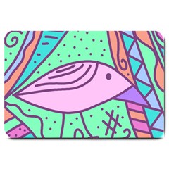 Pink Pastel Bird Large Doormat  by Valentinaart