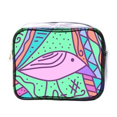 Pink Pastel Bird Mini Toiletries Bags by Valentinaart