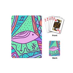 Pink Pastel Bird Playing Cards (mini)  by Valentinaart