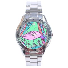 Pink Pastel Bird Stainless Steel Analogue Watch by Valentinaart