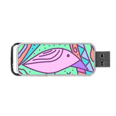 Pink Pastel Bird Portable Usb Flash (one Side) by Valentinaart