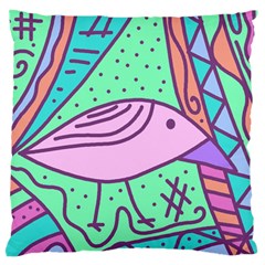 Pink Pastel Bird Large Flano Cushion Case (two Sides) by Valentinaart