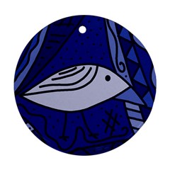 Blue Bird Round Ornament (two Sides)  by Valentinaart