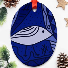 Blue Bird Oval Ornament (two Sides) by Valentinaart