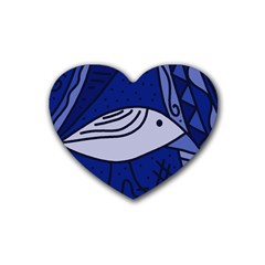 Blue Bird Rubber Coaster (heart)  by Valentinaart