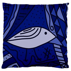 Blue Bird Large Flano Cushion Case (one Side) by Valentinaart