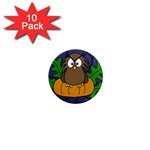 Halloween owl and pumpkin 1  Mini Magnet (10 pack)  Front