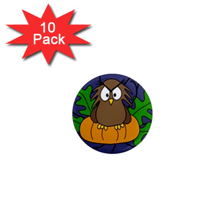 Halloween owl and pumpkin 1  Mini Magnet (10 pack) 