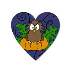 Halloween Owl And Pumpkin Heart Magnet by Valentinaart