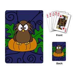 Halloween Owl And Pumpkin Playing Card