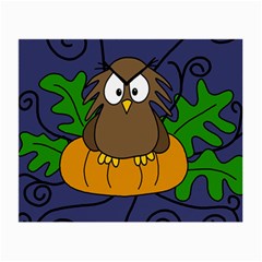 Halloween Owl And Pumpkin Small Glasses Cloth (2-side) by Valentinaart