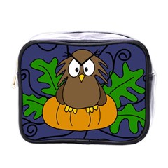 Halloween Owl And Pumpkin Mini Toiletries Bags by Valentinaart