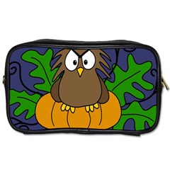 Halloween Owl And Pumpkin Toiletries Bags by Valentinaart