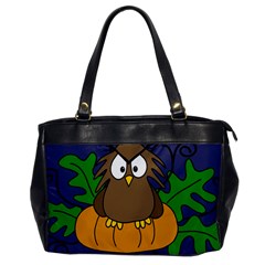 Halloween Owl And Pumpkin Office Handbags by Valentinaart