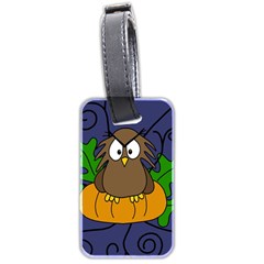 Halloween Owl And Pumpkin Luggage Tags (two Sides) by Valentinaart