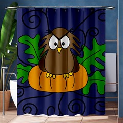 Halloween Owl And Pumpkin Shower Curtain 60  X 72  (medium)  by Valentinaart