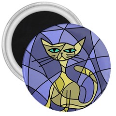 Artistic Cat - Yellow 3  Magnets by Valentinaart