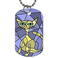 Artistic Cat - Yellow Dog Tag (two Sides) by Valentinaart