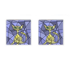 Artistic Cat - Yellow Cufflinks (square) by Valentinaart