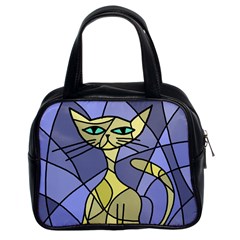 Artistic Cat - Yellow Classic Handbags (2 Sides) by Valentinaart