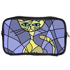 Artistic Cat - Yellow Toiletries Bags 2-side by Valentinaart