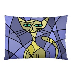 Artistic Cat - Yellow Pillow Case (two Sides) by Valentinaart