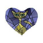 Artistic cat - yellow Standard 16  Premium Heart Shape Cushions Front