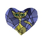 Artistic cat - yellow Standard 16  Premium Heart Shape Cushions Back