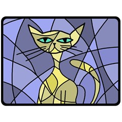 Artistic Cat - Yellow Double Sided Fleece Blanket (large)  by Valentinaart