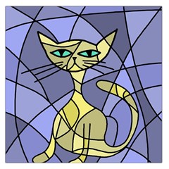 Artistic Cat - Yellow Large Satin Scarf (square) by Valentinaart