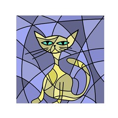 Artistic Cat - Yellow Small Satin Scarf (square) by Valentinaart