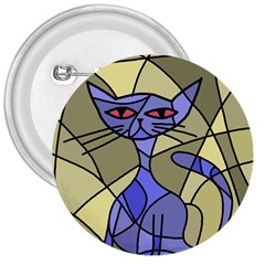 Artistic Cat - Blue 3  Buttons by Valentinaart