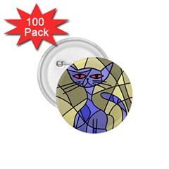 Artistic Cat - Blue 1 75  Buttons (100 Pack)  by Valentinaart