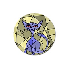 Artistic Cat - Blue Magnet 3  (round) by Valentinaart