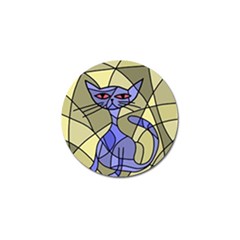 Artistic Cat - Blue Golf Ball Marker by Valentinaart