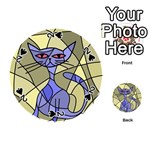 Artistic cat - blue Playing Cards 54 (Round)  Front - Spade2