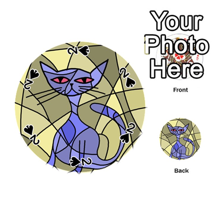 Artistic cat - blue Playing Cards 54 (Round) 