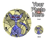 Artistic cat - blue Playing Cards 54 (Round)  Front - SpadeQ