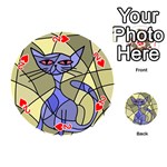 Artistic cat - blue Playing Cards 54 (Round)  Front - Heart2